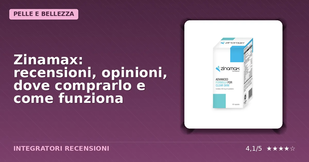 Confezione integratore Zinamax per la cura della pelle